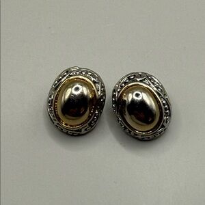 Vintage Gold and Silver Tone Brighton Style Oval Statement Earrings